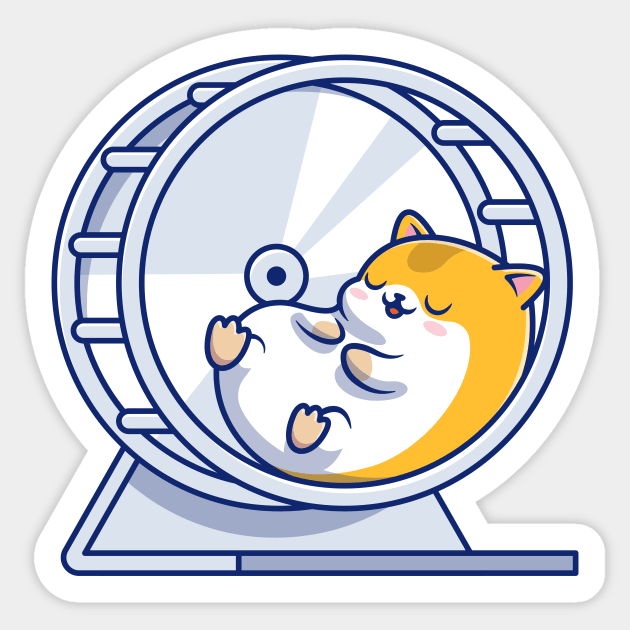 Cute Hamster Sleeping In Jogging Wheel Sticker by Catalyst Labs